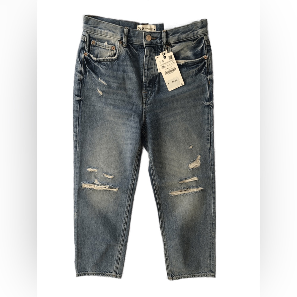 NEW Straight ZARA High Rise Light Wash Denim Women's Sz 6 Coastal Cowgirl Jeans